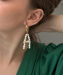 Letter Pearl Stud Earrings