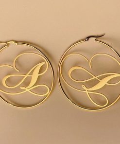 Round Letter Stud Earring