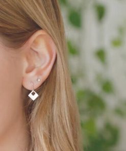 Square Drop Hoop Earring