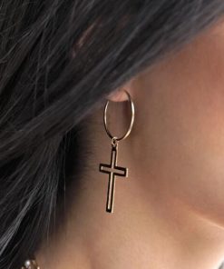 Cross Hoop Earring