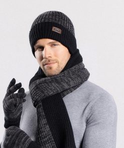 Winter hat scarf warm knit hat set