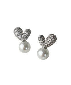 Shiny CZ Stone Heart Earring