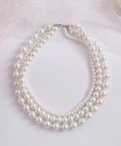 Triple Pearl Sweater Necklace