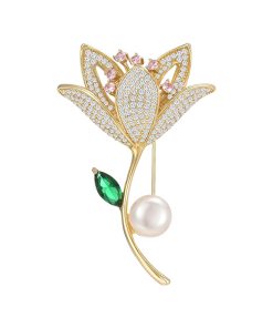 Diamond studded crystal brooch