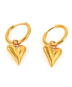 Gold Heart Pendant Earring