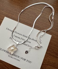 Dainty Square Pearl Necklace