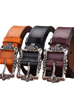 100% cowhide, 24k glossy pure steel buckle belt, width 3.8cm