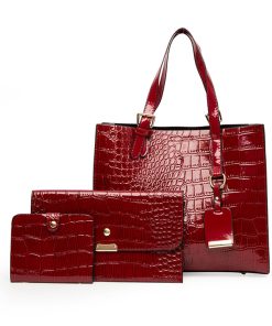 Fashion Women's  Leather Handbag Tote Bag Set