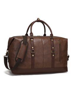 Vintage Leather Duffel Travel Weekend bag, 50*23*28cm