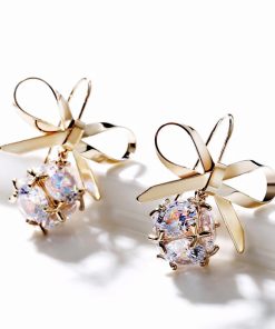 Bow Tie Heart Love Drop Earrings