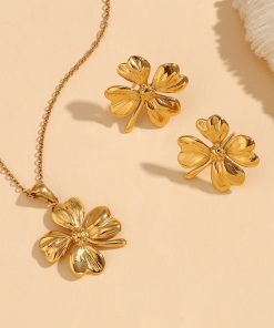 Flower Earring Necklace Set