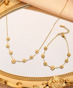 Simple Necklace Bracelet Two Piece Set
